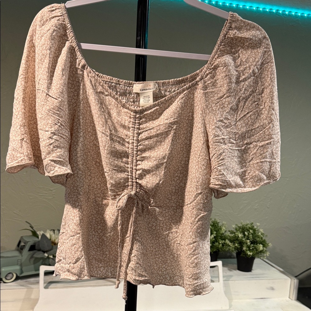 URBAN Romantics Beige Blouse with Ruched Detail